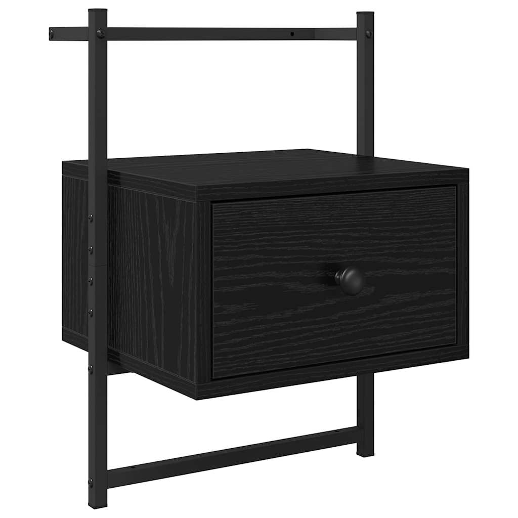 Nattbordskap med skuff Svart Eik 35 x 30 x 51 cm Konstruert tre