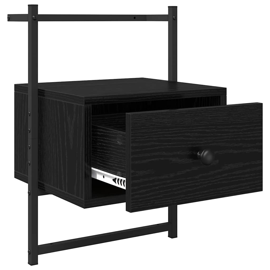 Nattbordskap med skuff Svart Eik 35 x 30 x 51 cm Konstruert tre