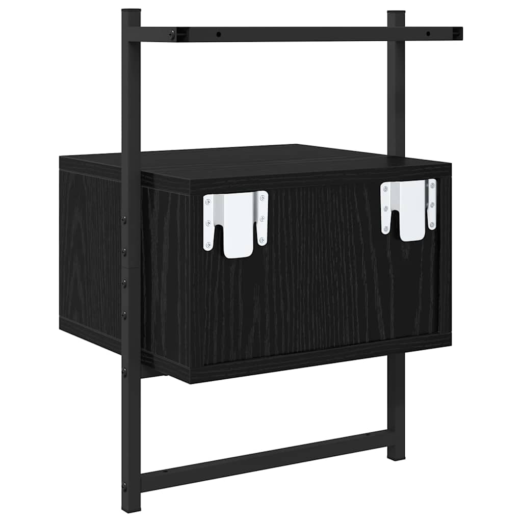 Nattbordskap med skuff Svart Eik 35 x 30 x 51 cm Konstruert tre