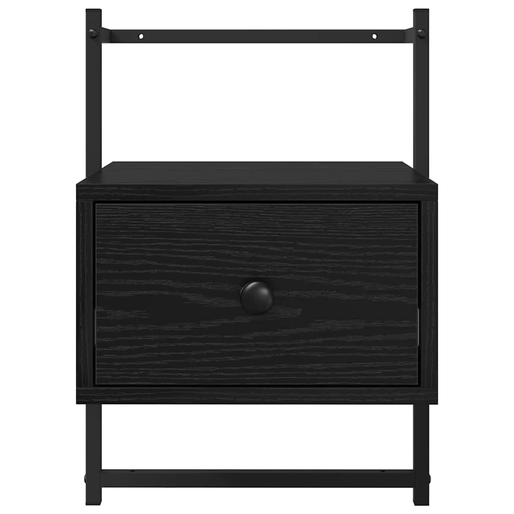 Nattbordskap med skuff Svart Eik 35 x 30 x 51 cm Konstruert tre
