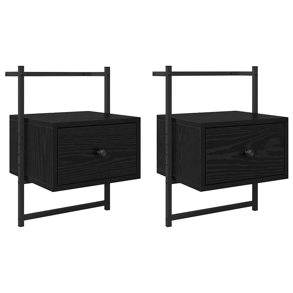 Nattbordskap 2 pcs Svart Eik 35 x 30 x 51 cm Konstruert tre