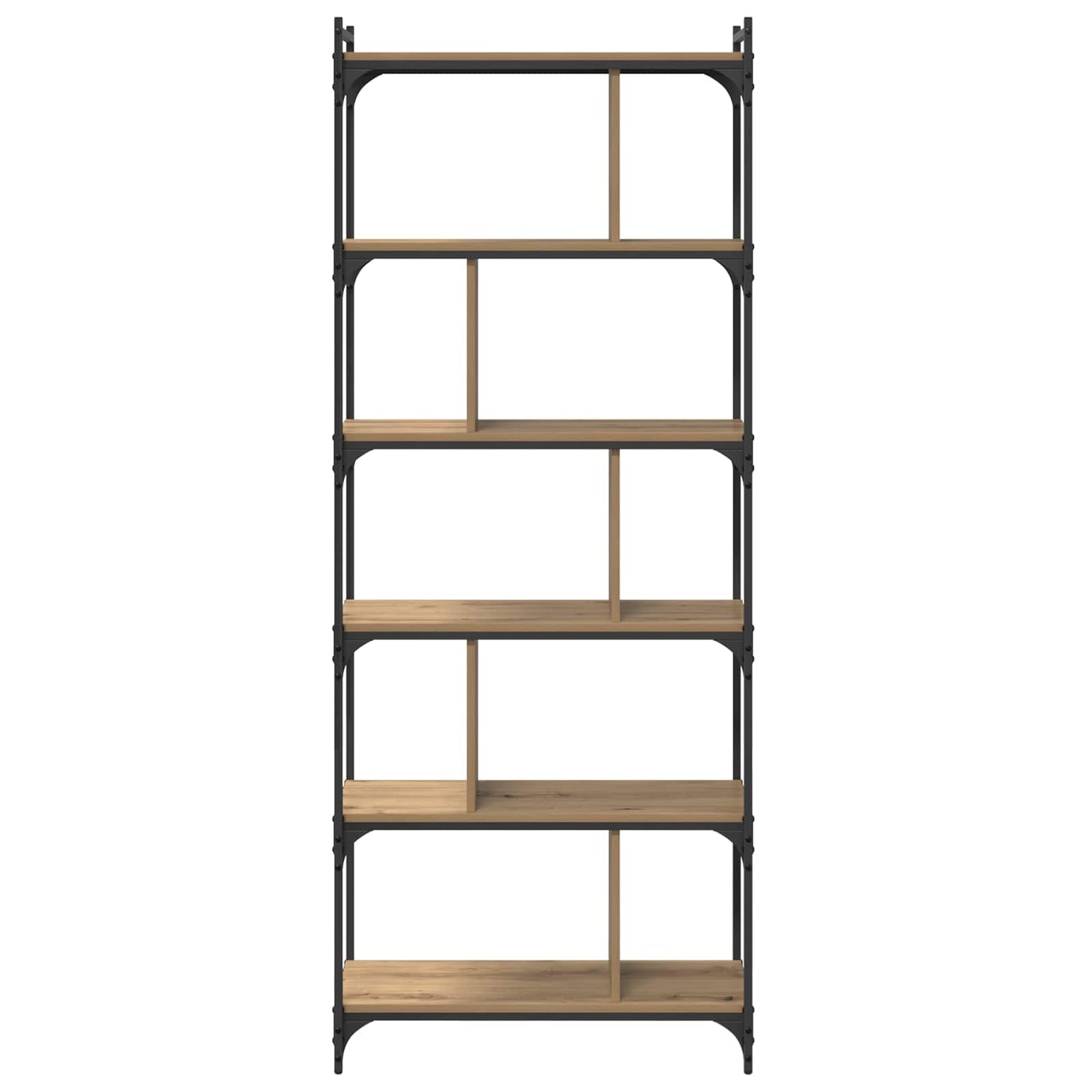 Bokhylle 5 nivåer 76 x 32 x 192 cm Konstruert tre artisan eik