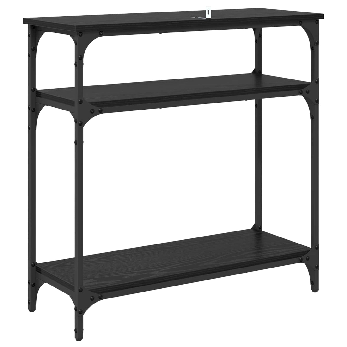 Konsollbord med hylle Svart Eik 75 x 29 x 75 cm Konstruert tre