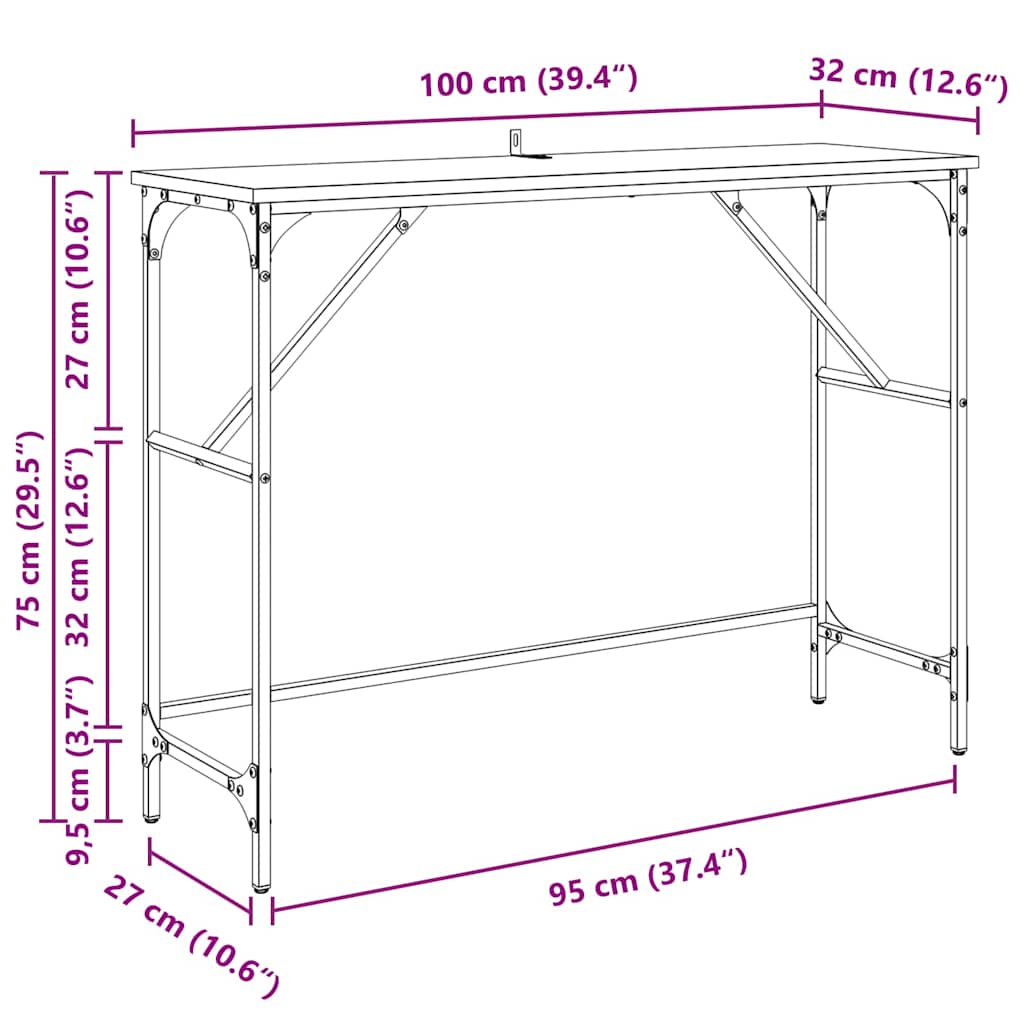 Konsollbord Artisan Eik 100 x 32 x 75 cm Konstruert tre