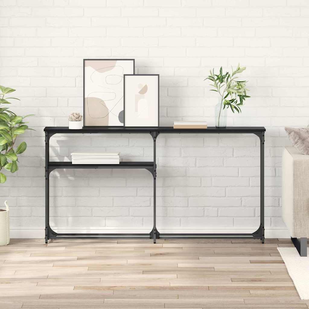 Konsollbord Svart Eik 146 x 22.5 x 75 cm Konstruert tre
