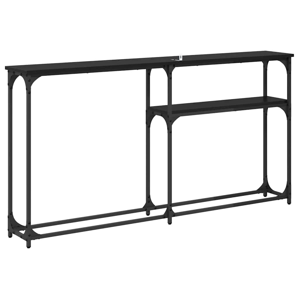 Konsollbord Svart Eik 146 x 22.5 x 75 cm Konstruert tre