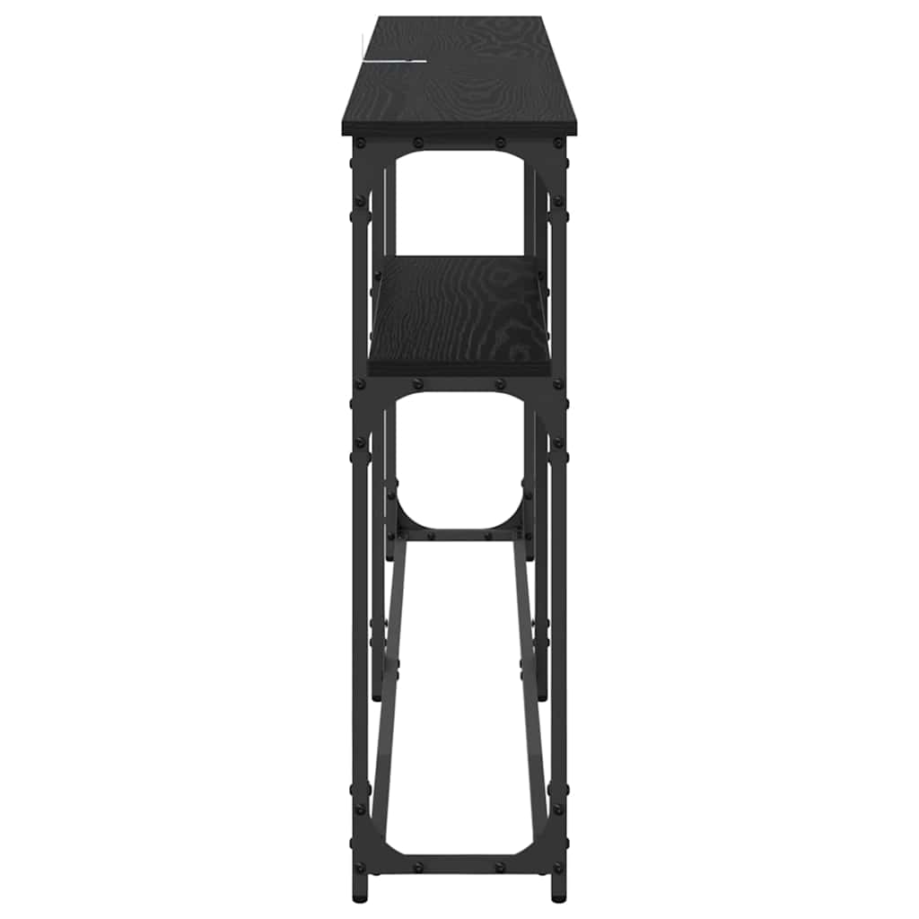 Konsollbord Svart Eik 146 x 22.5 x 75 cm Konstruert tre