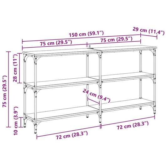 Konsollbord Artisan Eik 150 x 29 x 75 cm Ingeniørtre og metall