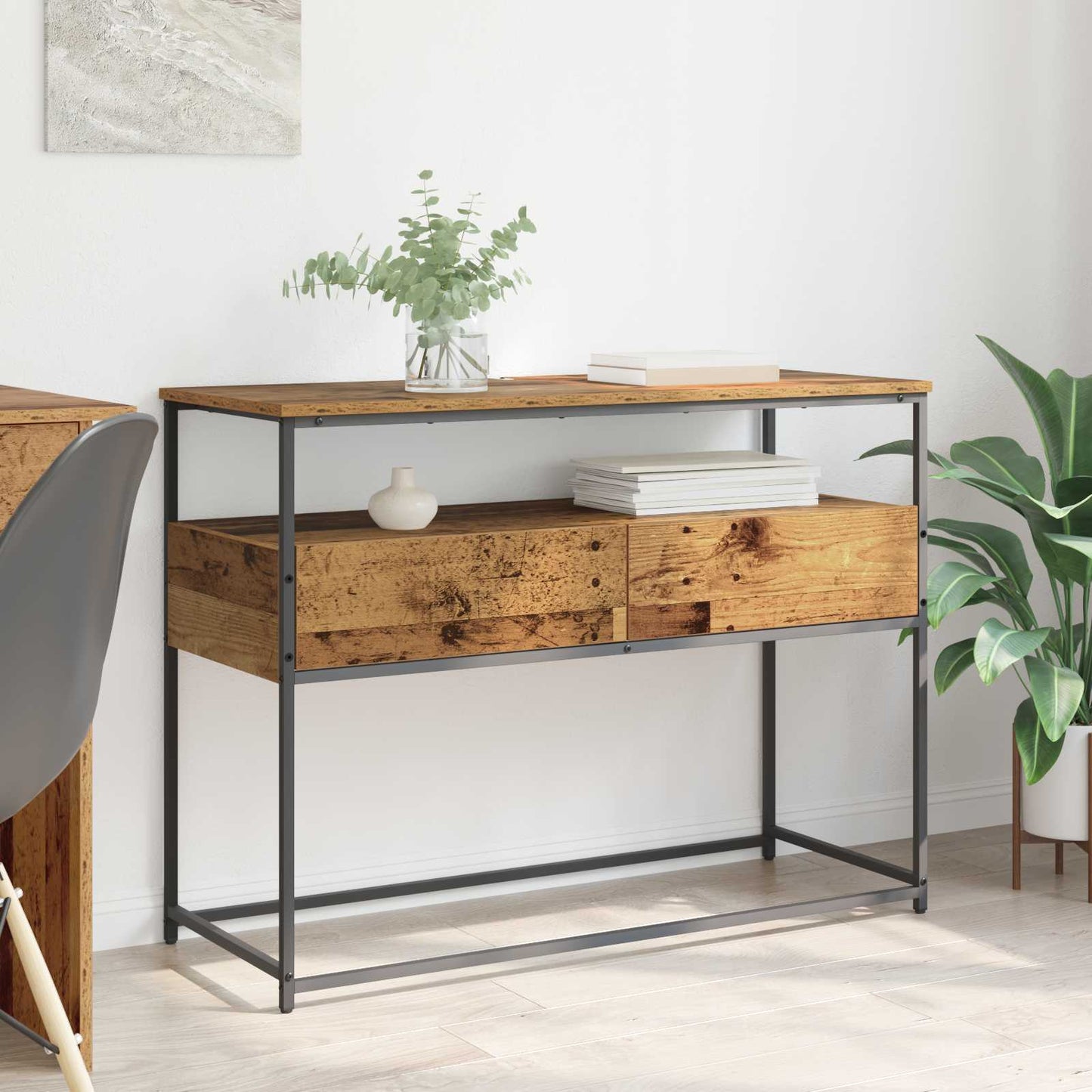 Konsollbord med skuff Gamle tre 100 x 40 x 75 cm Konstruert tre