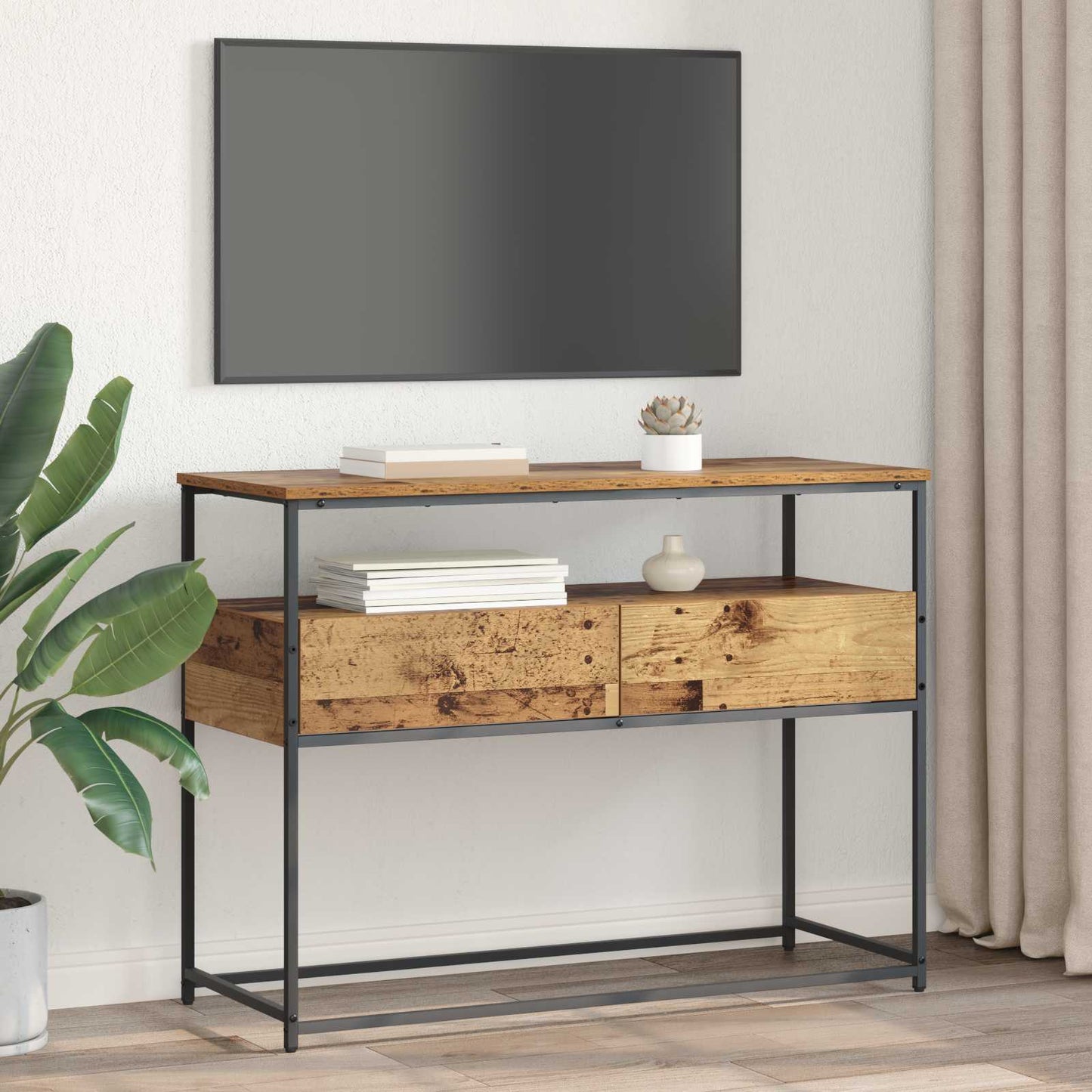 Konsollbord med skuff Gamle tre 100 x 40 x 75 cm Konstruert tre