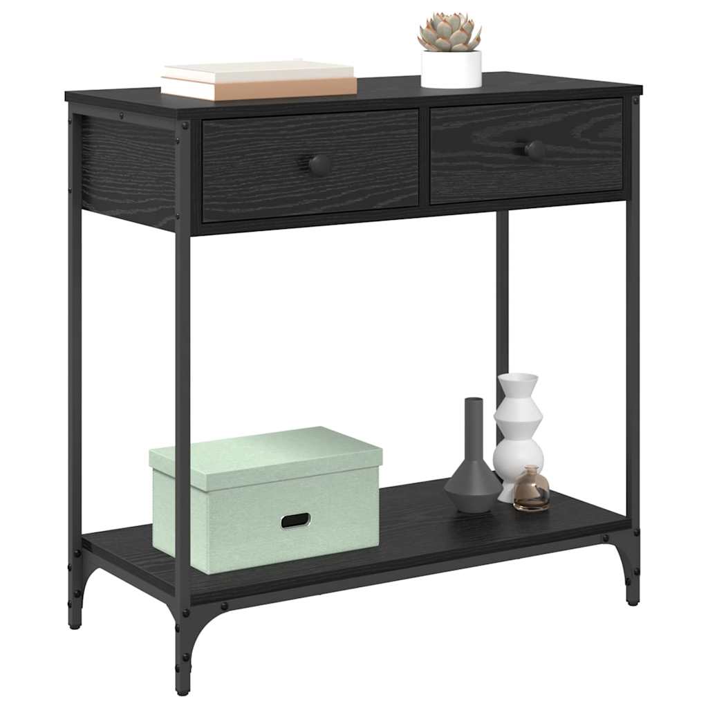 Konsollbord Svart Eik 75 x 34,5 x 75 cm Konstruert tre