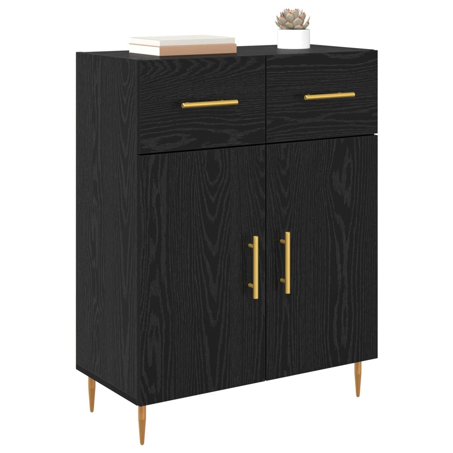 Serviesskap Svart Eik 69,5 x 34 x 90 cm Konstruert tre