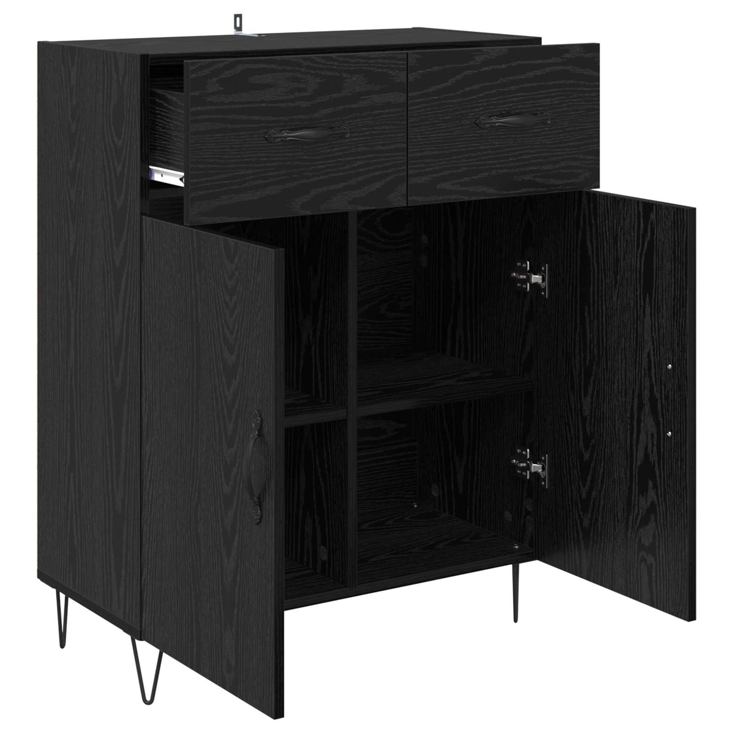 Serviesskap Svart Eik 69,5 x 34 x 90 cm Konstruert tre