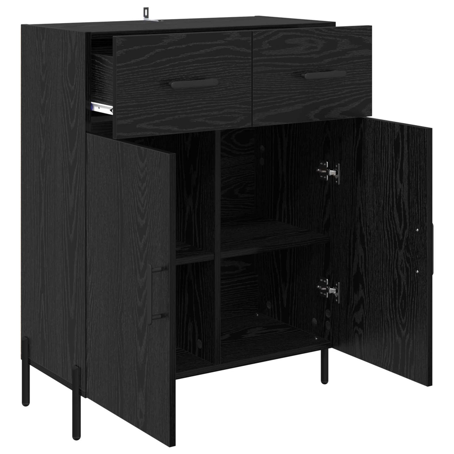 Serviesskap Svart Eik 69,5 x 34 x 90 cm Konstruert tre