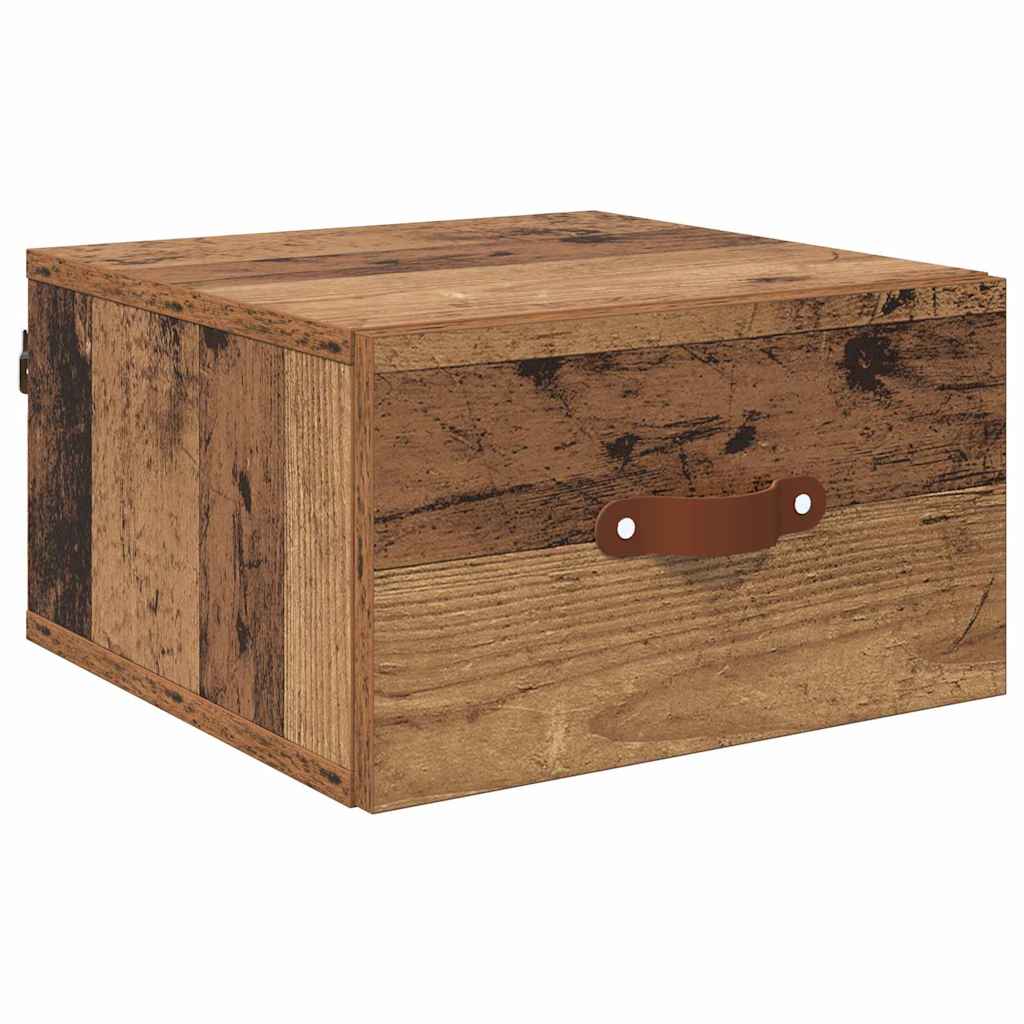 Vegghengt nattbord Gamle tre 35 x 35 x 20 cm Konstruert tre