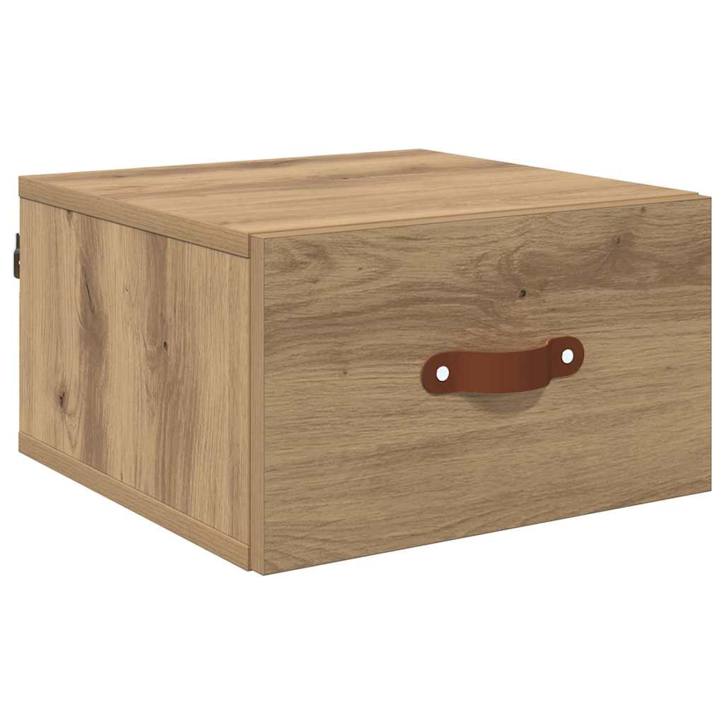 Vegghengt nattbord 35 x 35 x 20 cm Konstruert tre Artisan Eik