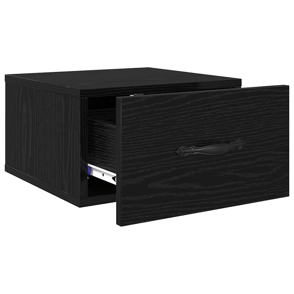 Nattbordskap med skuff Svart eik 35 x 35 x 20 cm Konstruert tre