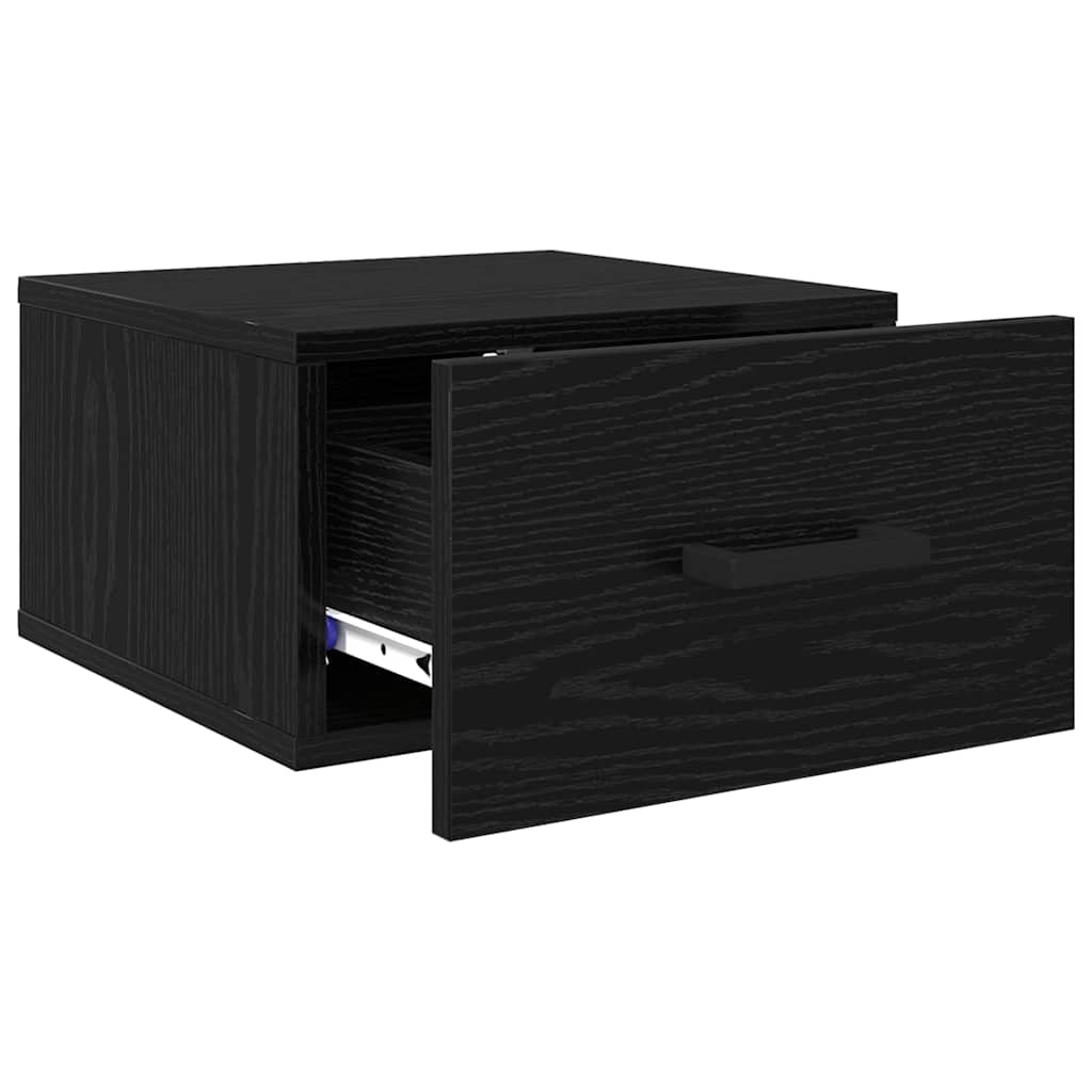 Nattbordskap med skuff Svart eik 35 x 35 x 20 cm Konstruert tre