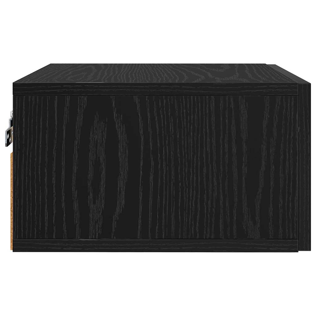 Nattbordskap med skuff Svart eik 35 x 35 x 20 cm Konstruert tre