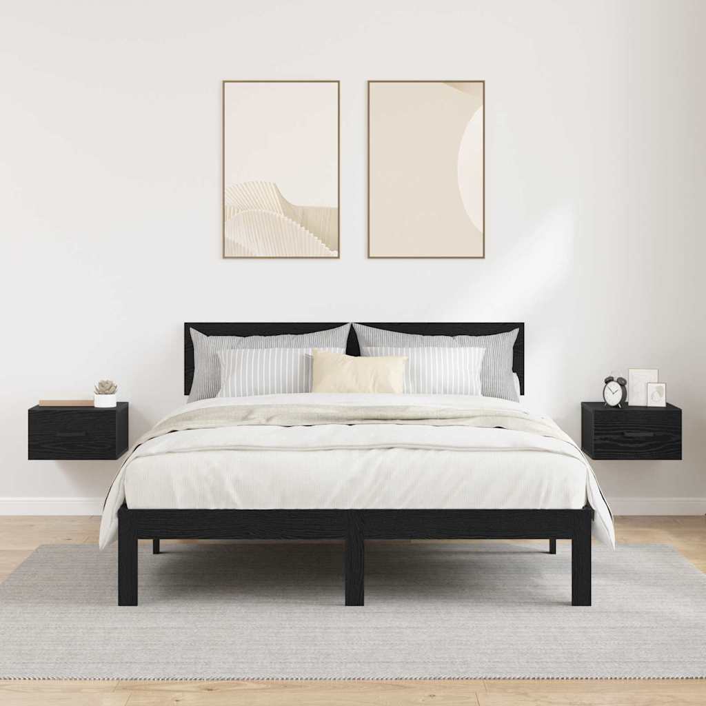 Nattbordskap 2 pcs Svart eik 35 x 35 x 20 cm Konstruert tre