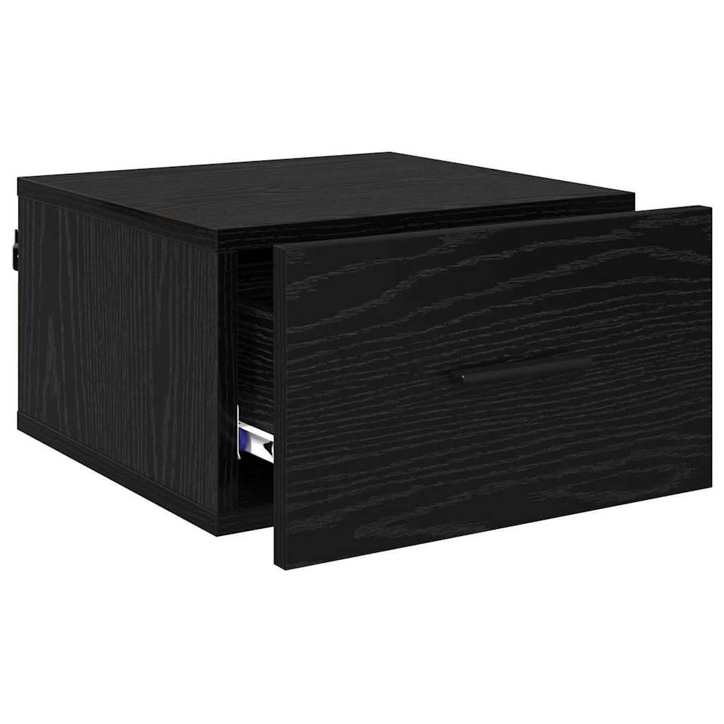 Nattbordskap med skuff Svart eik 35 x 35 x 20 cm Konstruert tre