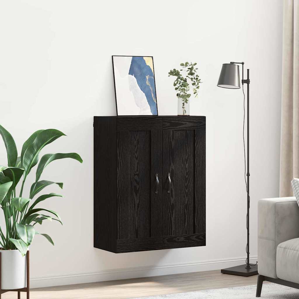Veggskap Svart Eik 69,5 x 34 x 90 cm Konstruert tre