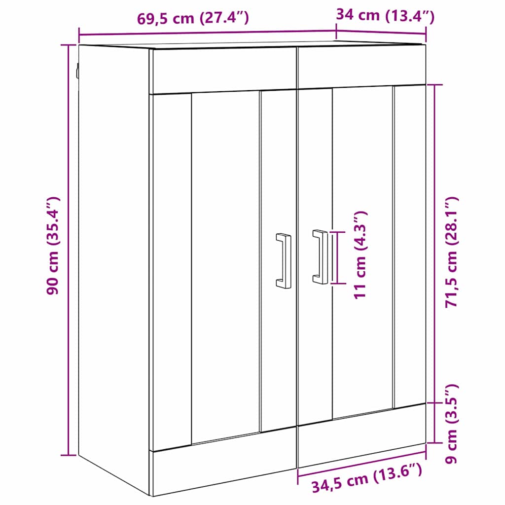 Veggskap Gamle tre 69,5 x 34 x 90 cm Konstruert tre