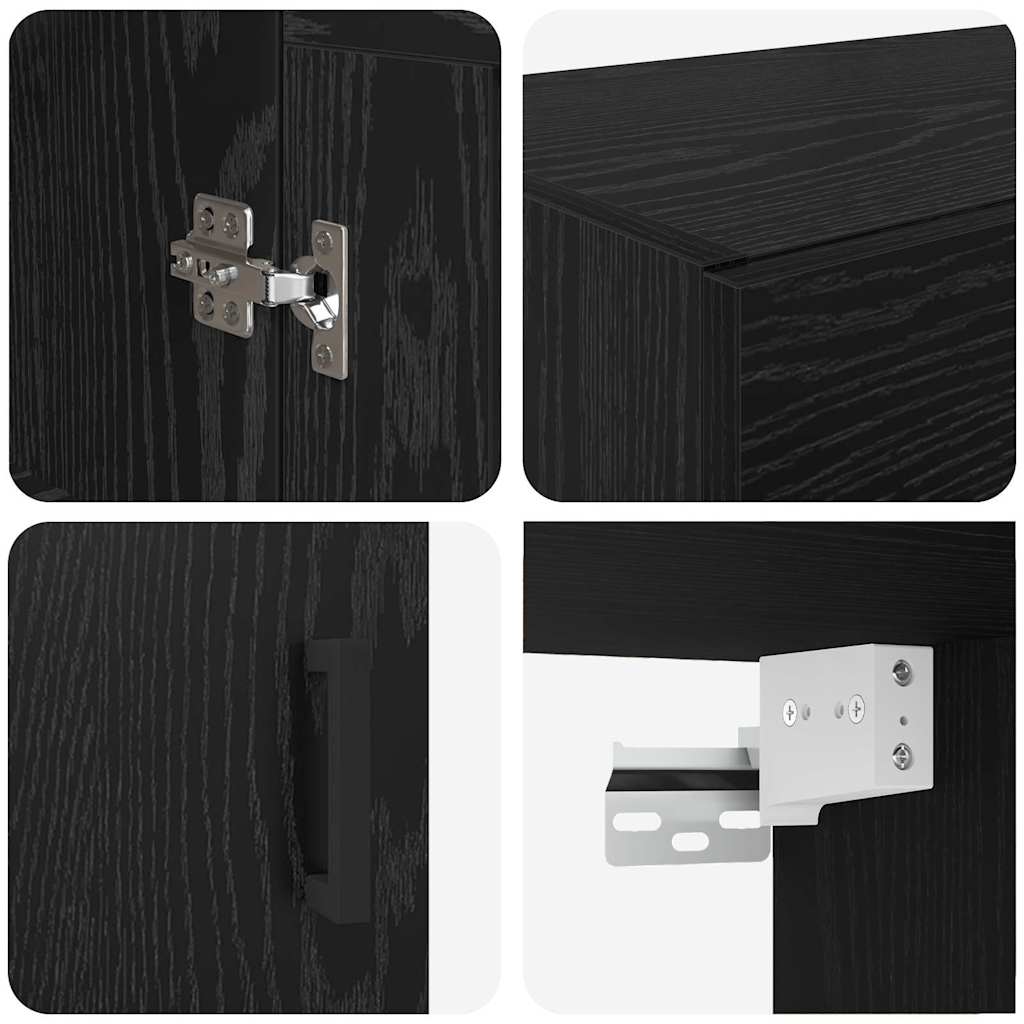 Veggskap Svart Eik 69,5 x 34 x 90 cm Konstruert tre