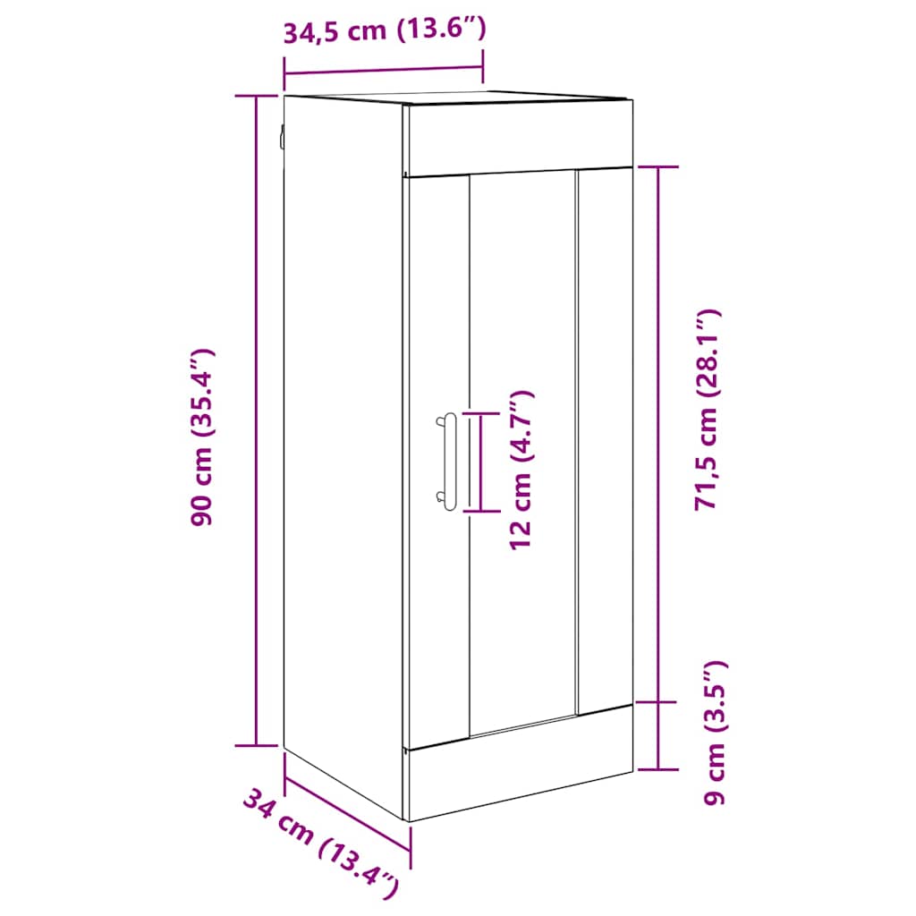 Veggskap Gamle tre 34,5 x 34 x 90 cm Konstruert tre