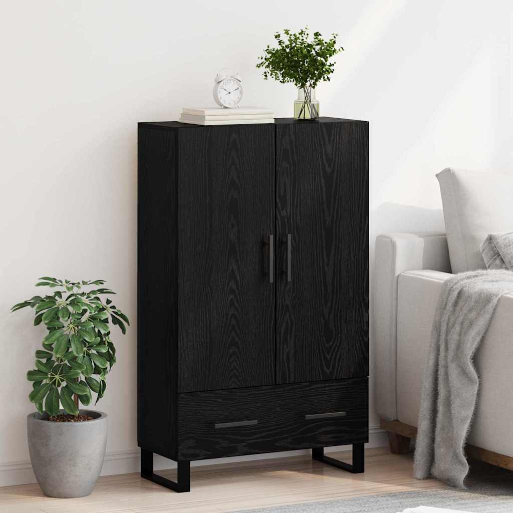 Høyskap med skuff Svart Eik 69,5 x 30 x 115 cm Konstruert tre