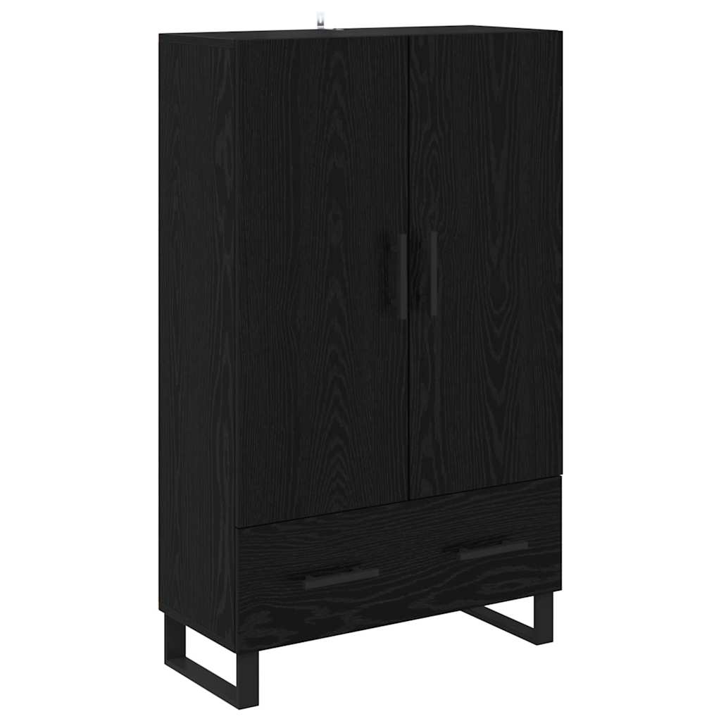 Høyskap med skuff Svart Eik 69,5 x 30 x 115 cm Konstruert tre