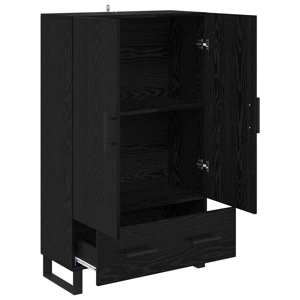 Høyskap med skuff Svart Eik 69,5 x 30 x 115 cm Konstruert tre