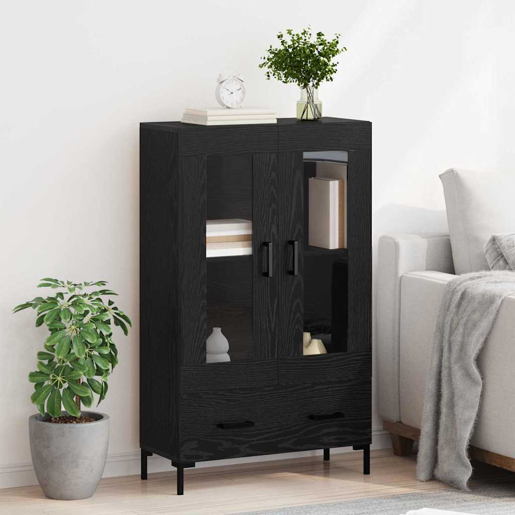 Høyskap med skuff Svart Eik 69,5 x 31 x 115 cm Konstruert tre