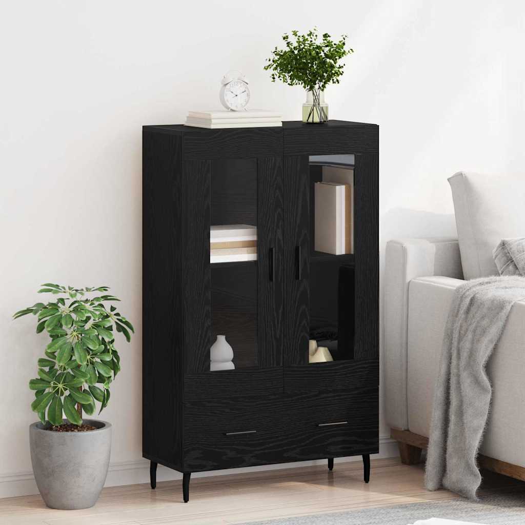 Høyskap med skuff Svart Eik 69,5 x 31 x 115 cm Konstruert tre