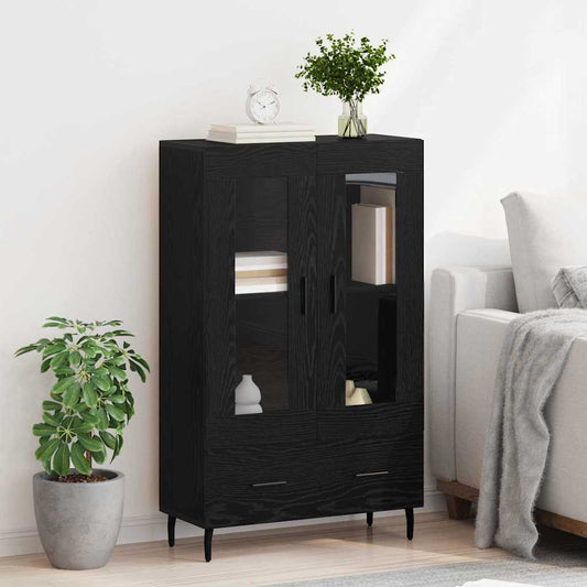 Høyskap med skuff Svart Eik 69,5 x 31 x 115 cm Konstruert tre