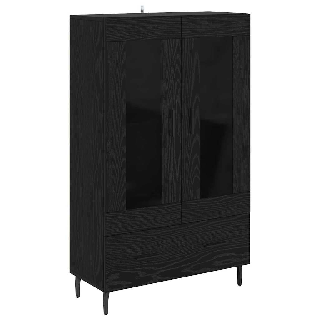 Høyskap med skuff Svart Eik 69,5 x 31 x 115 cm Konstruert tre