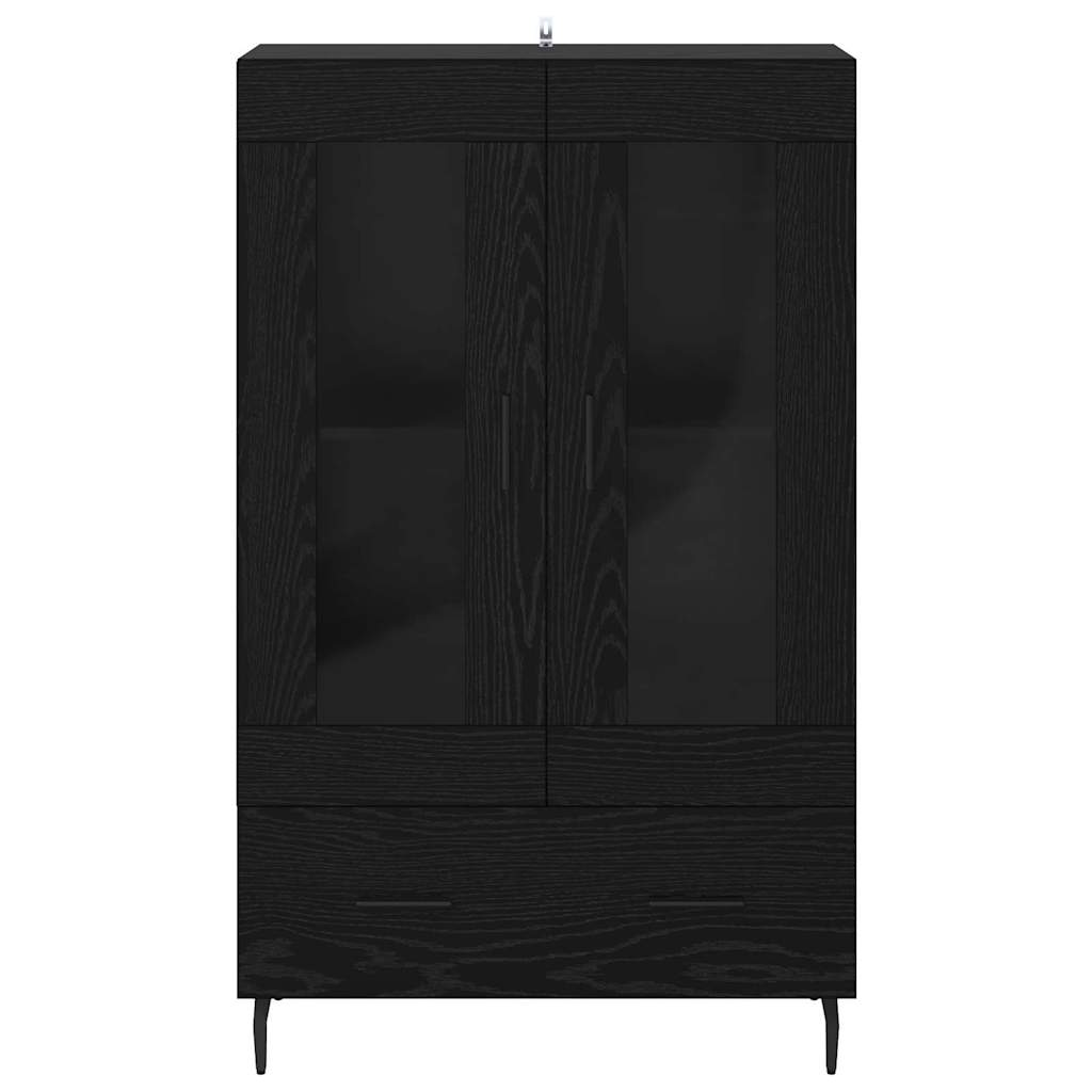 Høyskap med skuff Svart Eik 69,5 x 31 x 115 cm Konstruert tre