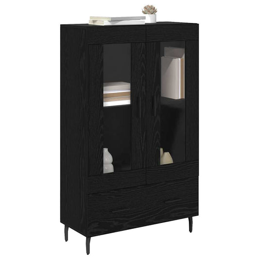 Høyskap med skuff Svart Eik 69,5 x 31 x 115 cm Konstruert tre