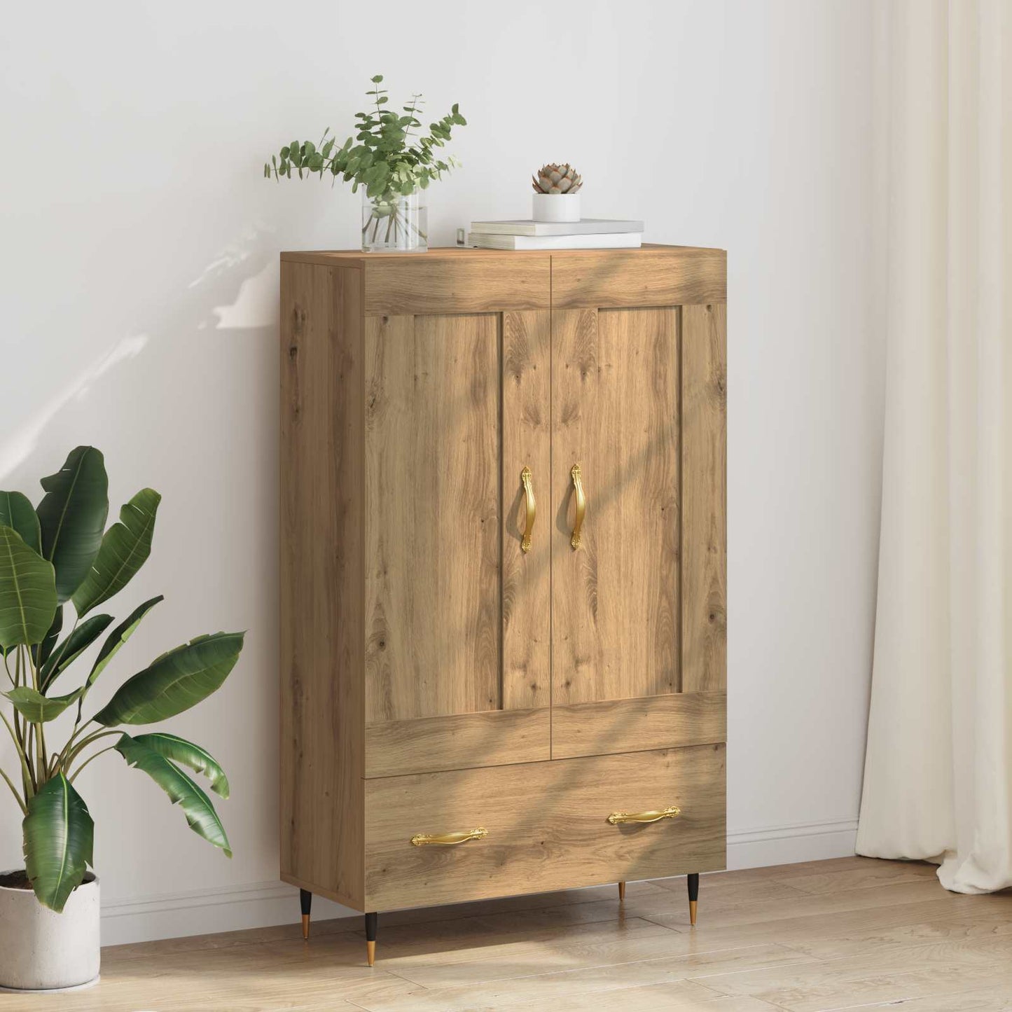 Høyskap med skuff Artisan Eik 69,5 x 31 x 115 cm Konstruert tre