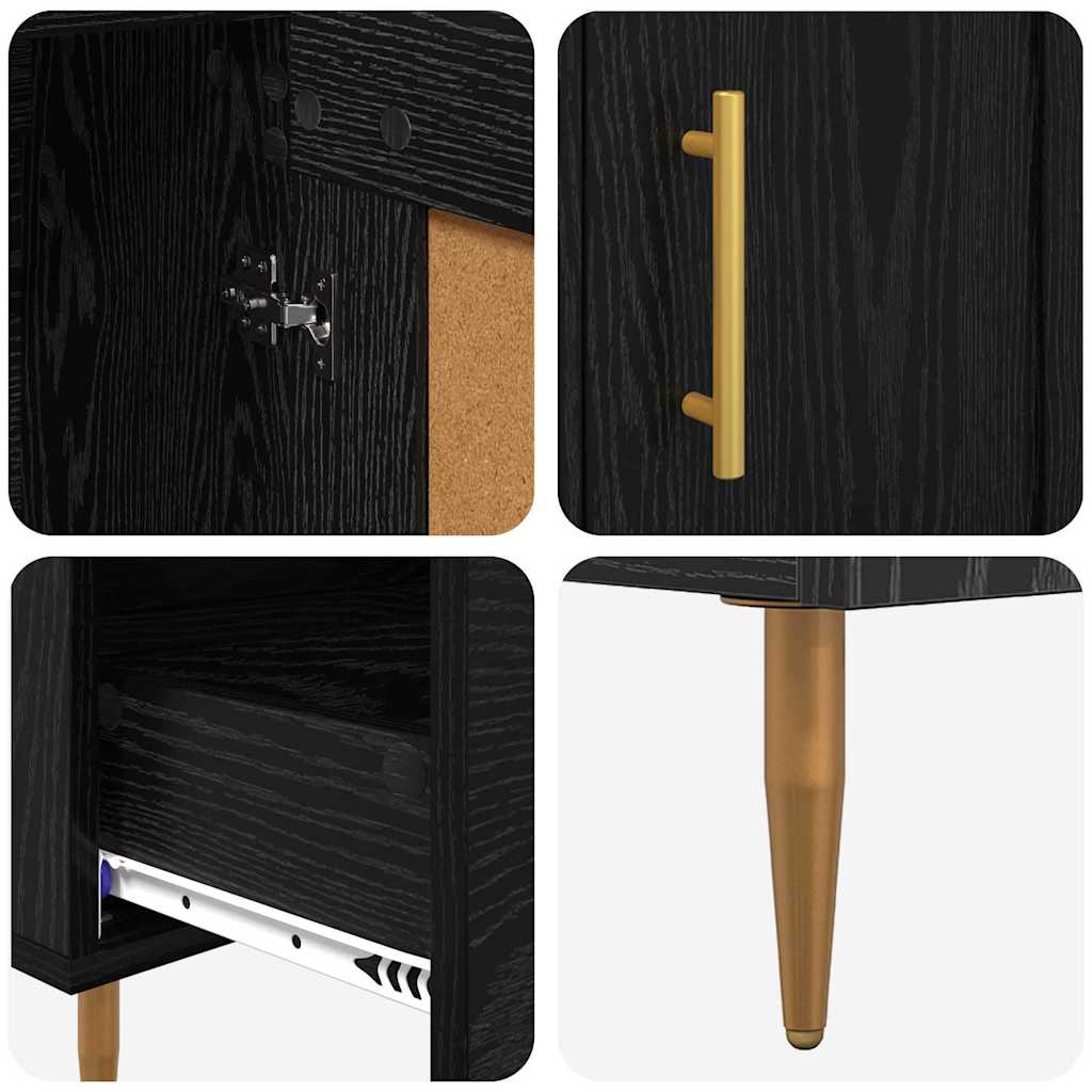 Høyskap med skuff Svart Eik 69,5 x 31 x 115 cm Konstruert tre