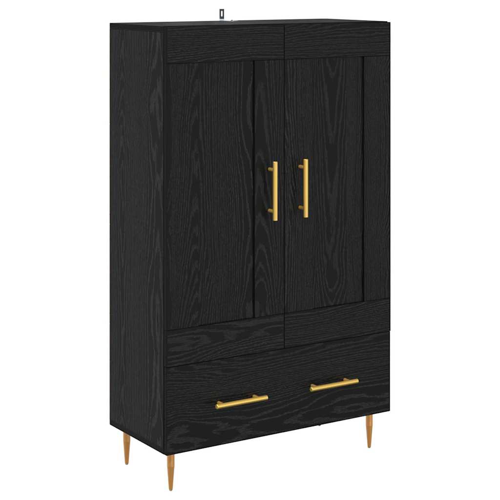 Høyskap med skuff Svart Eik 69,5 x 31 x 115 cm Konstruert tre