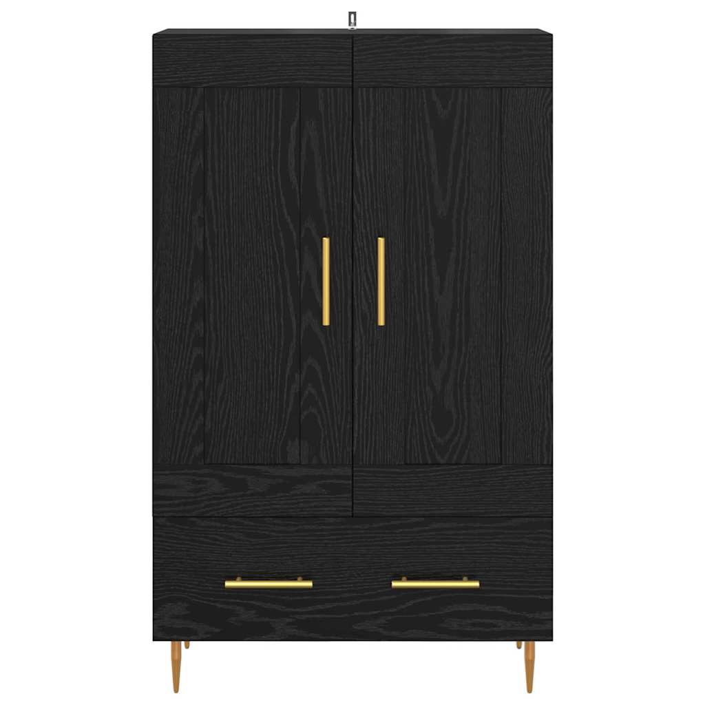 Høyskap med skuff Svart Eik 69,5 x 31 x 115 cm Konstruert tre