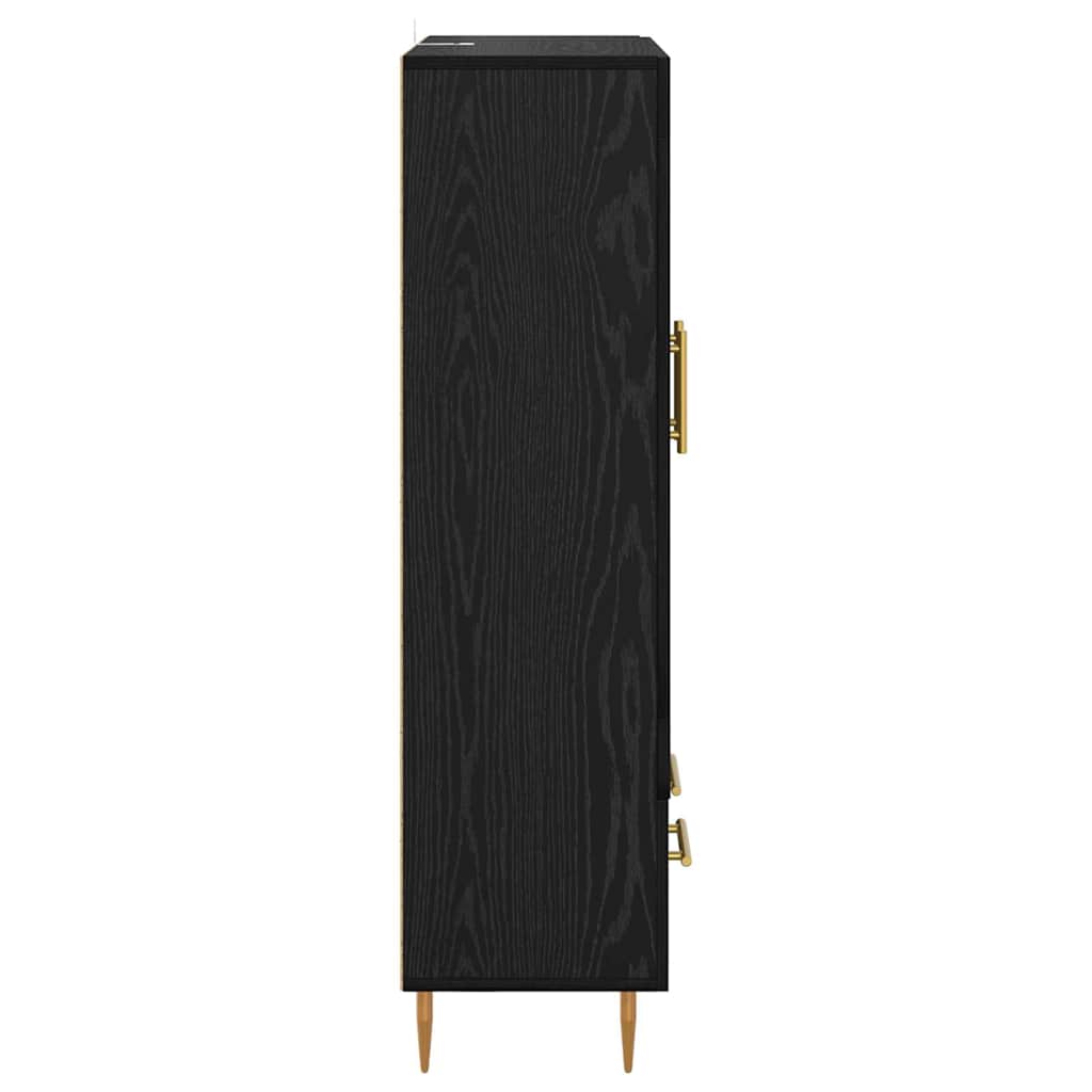 Høyskap med skuff Svart Eik 69,5 x 31 x 115 cm Konstruert tre