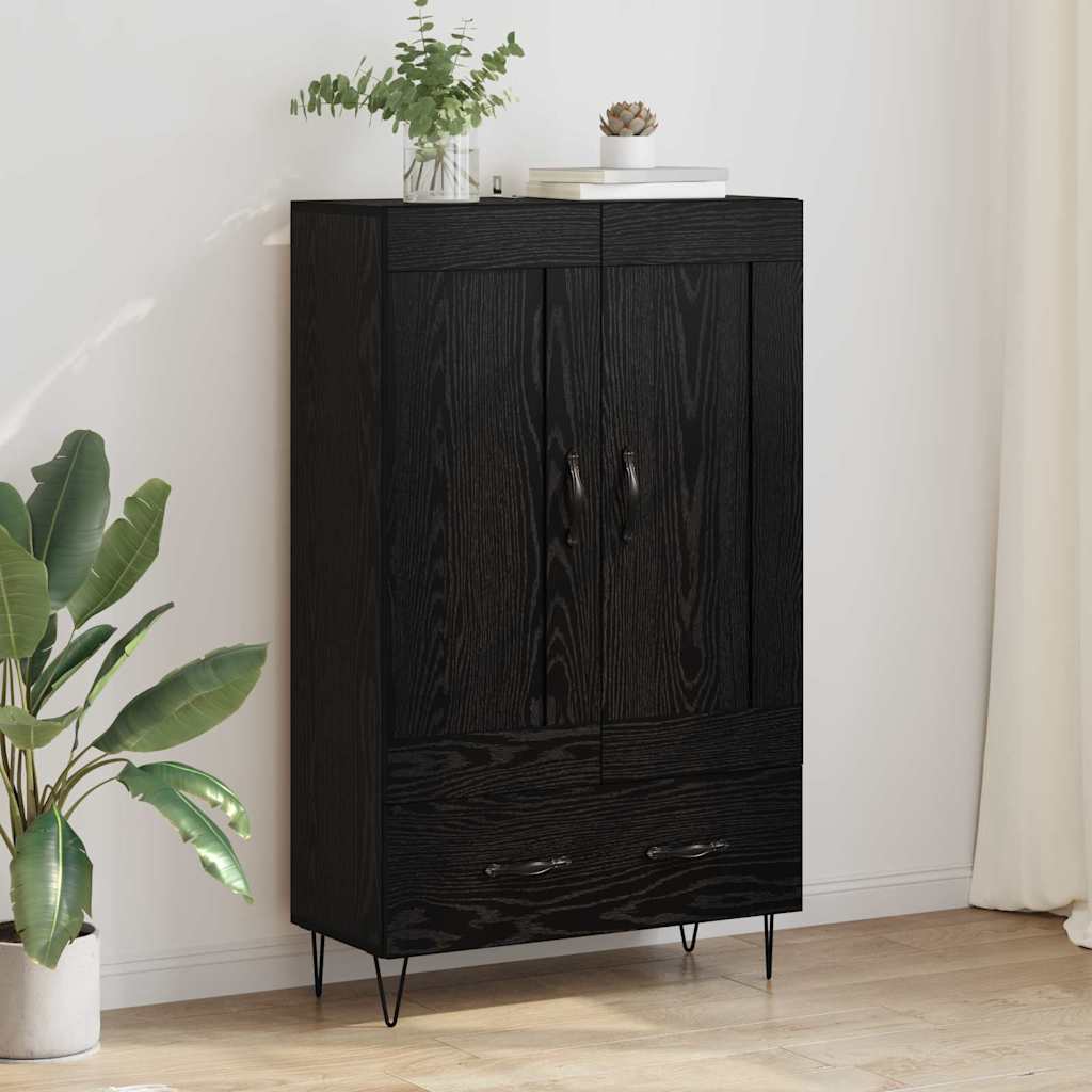 Høyskap med skuff Svart Eik 69,5 x 31 x 115 cm Konstruert tre