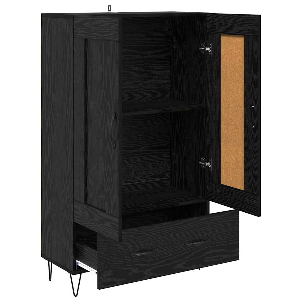 Høyskap med skuff Svart Eik 69,5 x 31 x 115 cm Konstruert tre