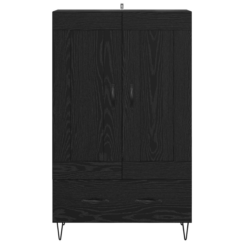 Høyskap med skuff Svart Eik 69,5 x 31 x 115 cm Konstruert tre