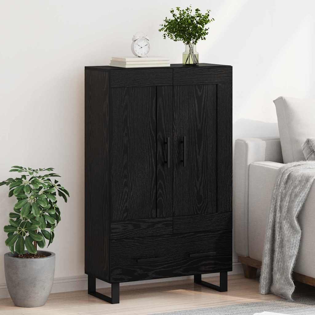 Høyskap med skuff Svart Eik 69,5 x 31 x 115 cm Konstruert tre