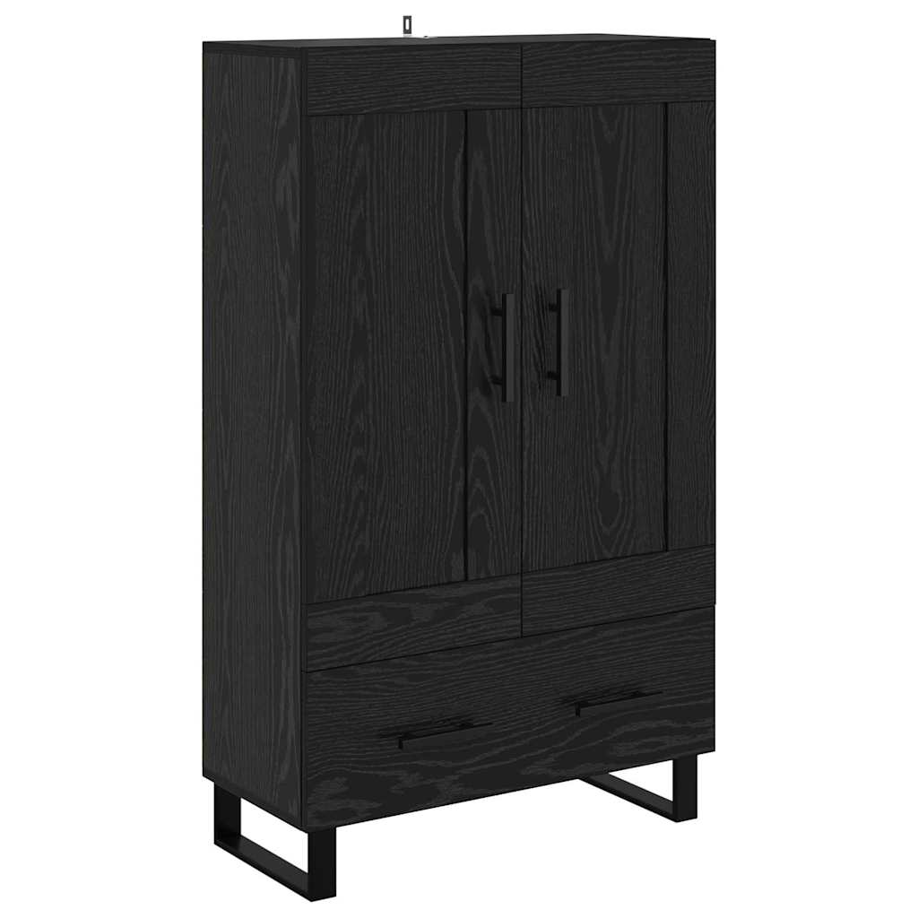 Høyskap med skuff Svart Eik 69,5 x 31 x 115 cm Konstruert tre