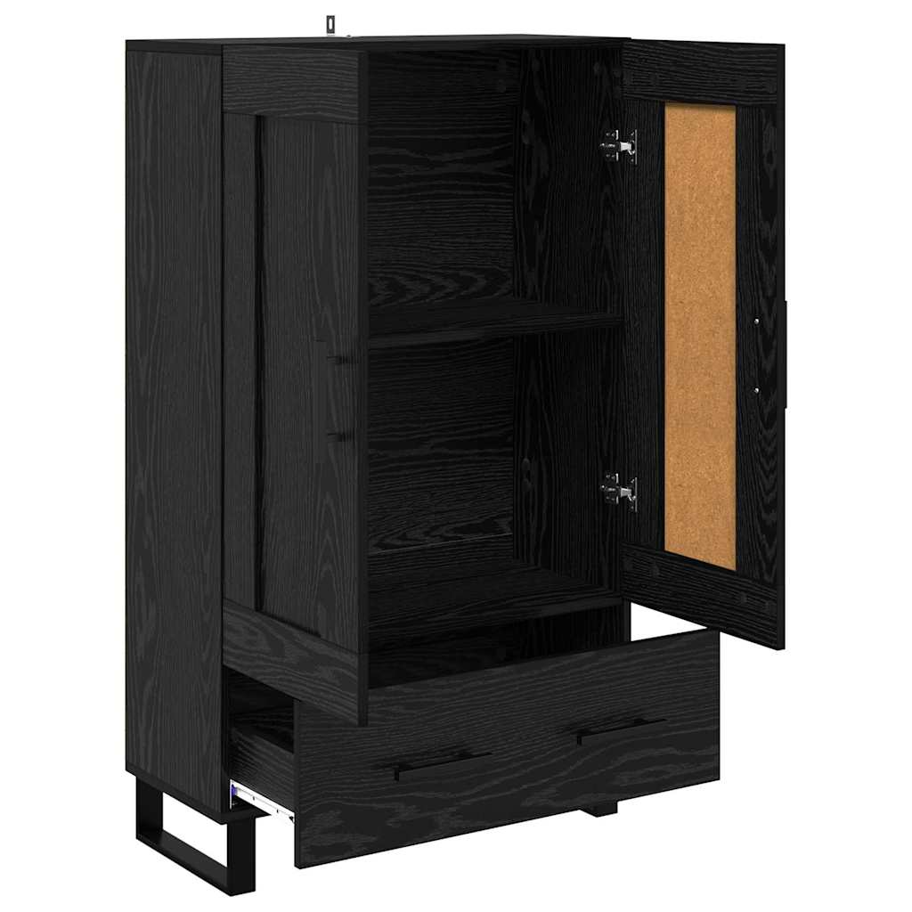 Høyskap med skuff Svart Eik 69,5 x 31 x 115 cm Konstruert tre