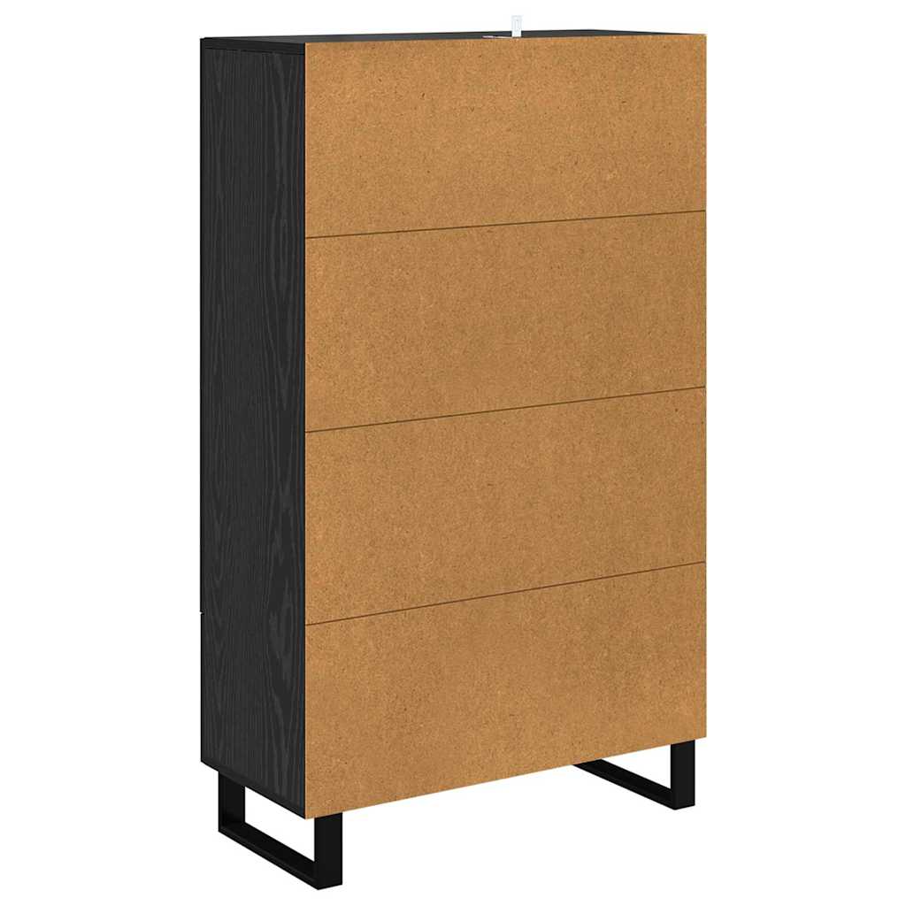 Høyskap med skuff Svart Eik 69,5 x 31 x 115 cm Konstruert tre